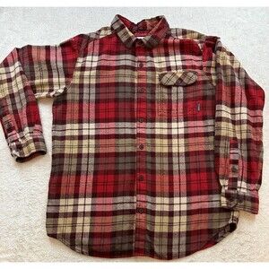 Columbia Mens Omni Wick Long Sleeve Button Up Flannel Shirt Size Large Red